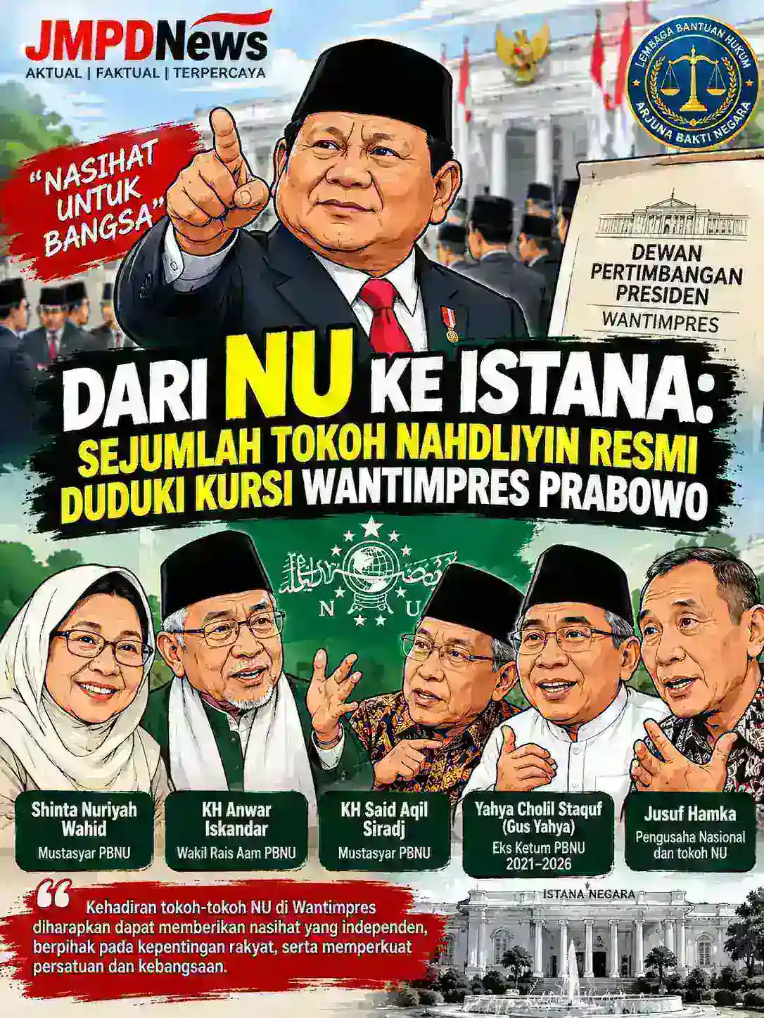 Deretan Tokoh NU Masuk Barisan Wantimpres Prabowo, Dari Gus Yahya hingga Said Aqil