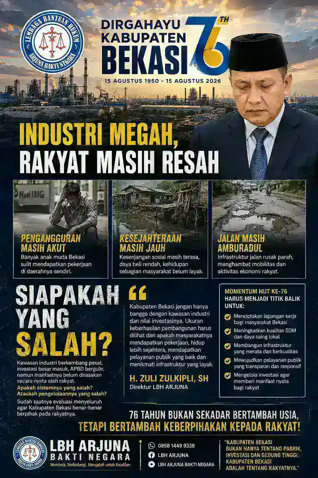 HUT Kabupaten Bekasi ke-76: Industri Megah, Rakyat Masih Resah — Siapa yang Salah?