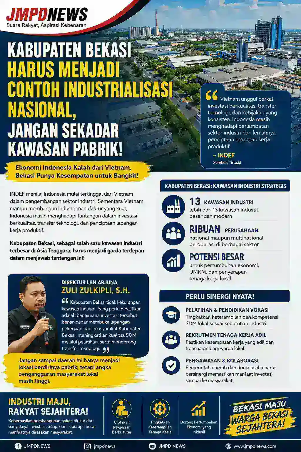 Kabupaten Bekasi Harus Menjadi Contoh Industrialisasi Nasional, Jangan Sekadar Kawasan Pabrik