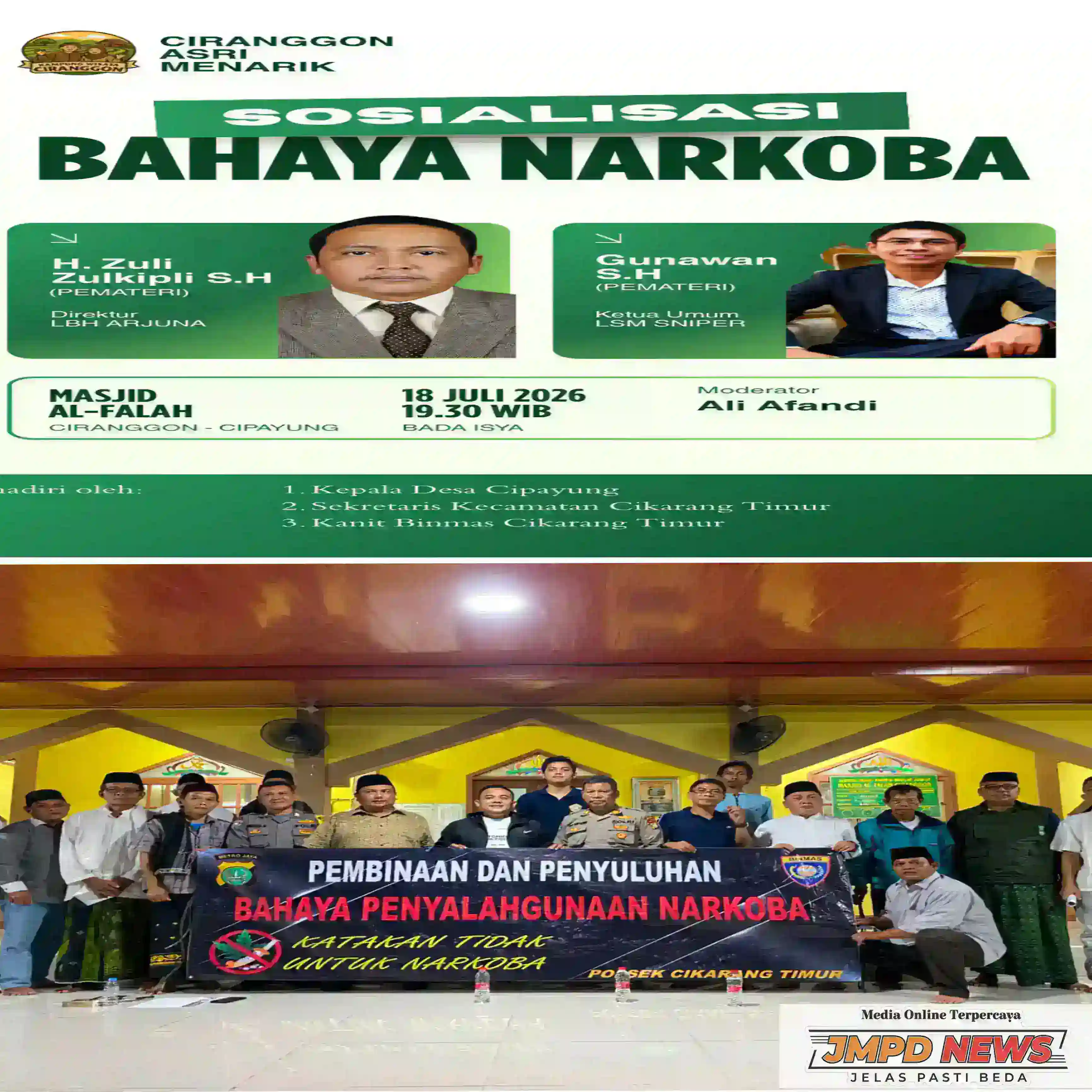 Sosialisasi Bahaya Narkoba di Ciranggon Cipayung, Warga Diajak Bersatu Perangi Penyalahgunaan Narkotika