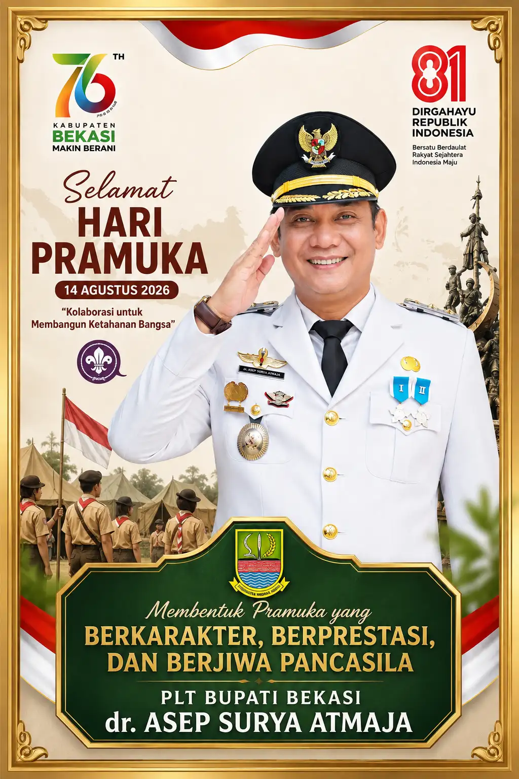 Plt. Bupati Bekasi dr. Asep Surya Atmaja Sampaikan Selamat Hari Jadi Pramuka