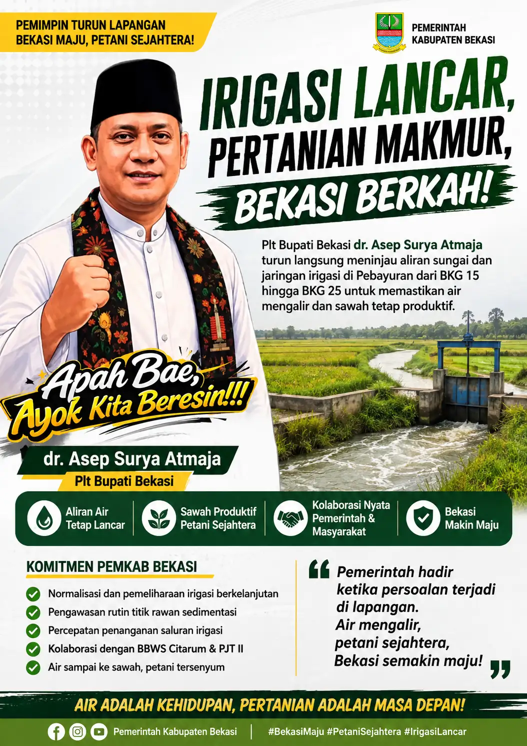 Bukan Sekadar Kunjungan, Plt Bupati Bekasi Pastikan Nadi Pertanian Tetap Mengalir