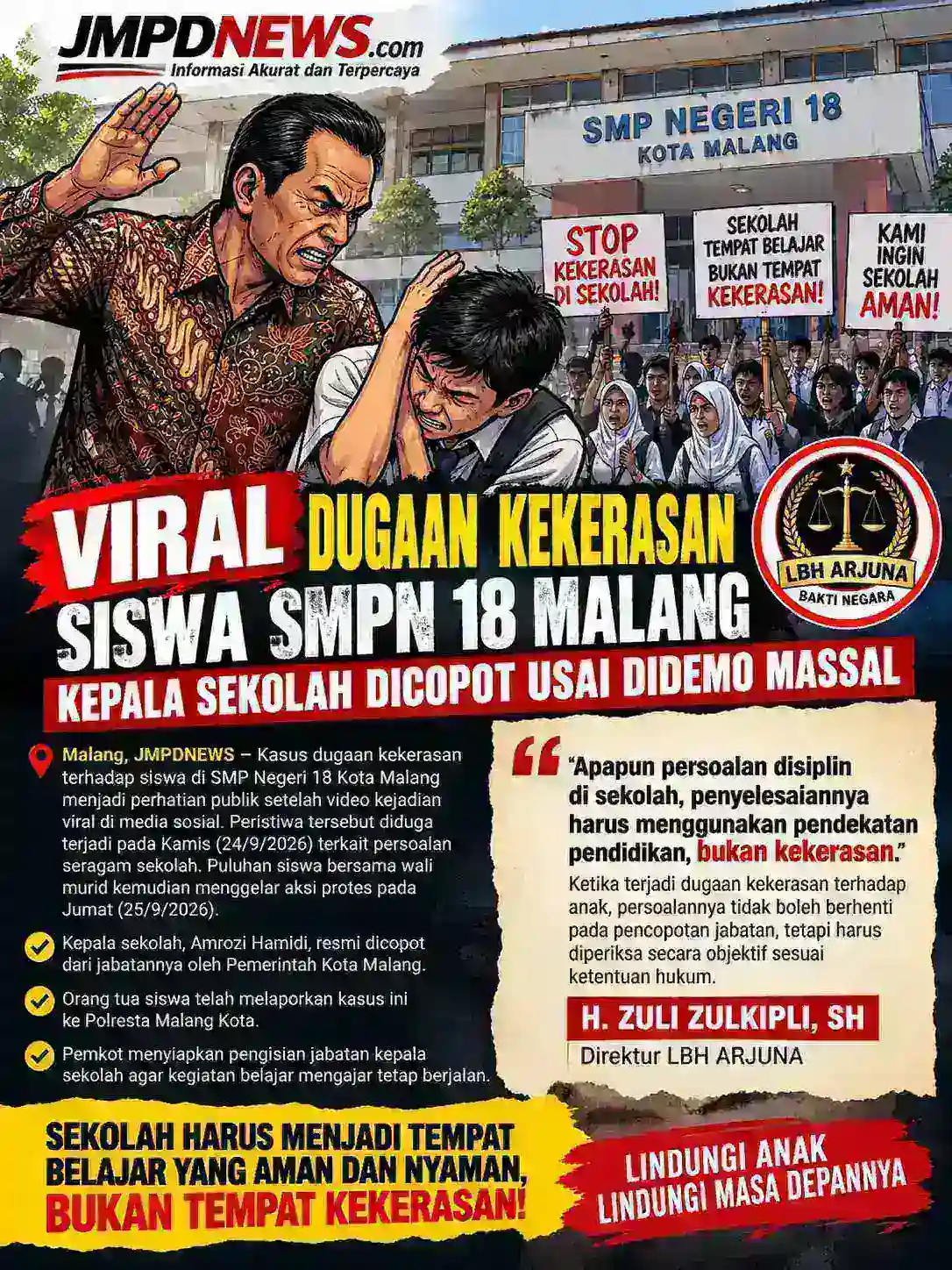 Viral Dugaan Kekerasan Siswa SMPN 18 Malang, Kepala Sekolah Dicopot