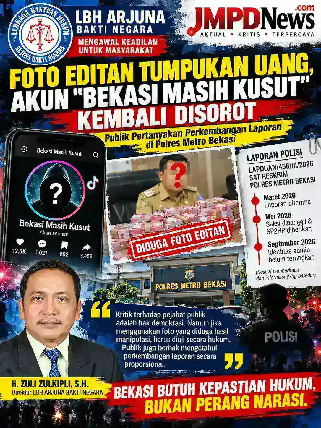 Akun “Bekasi Masih Kusut” Belum Terungkap, Publik Pertanyakan Proses Penanganan Polres Metro Bekasi