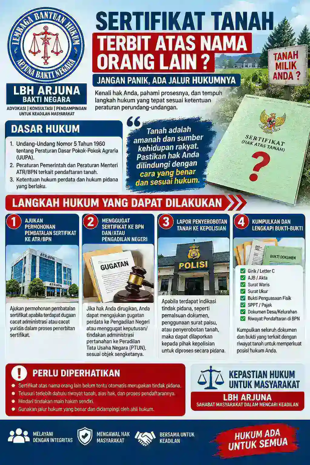SERTIFIKAT TANAH TERBIT ATAS NAMA ORANG LAIN, APA LANGKAH HUKUM YANG BISA DITEMPUH?