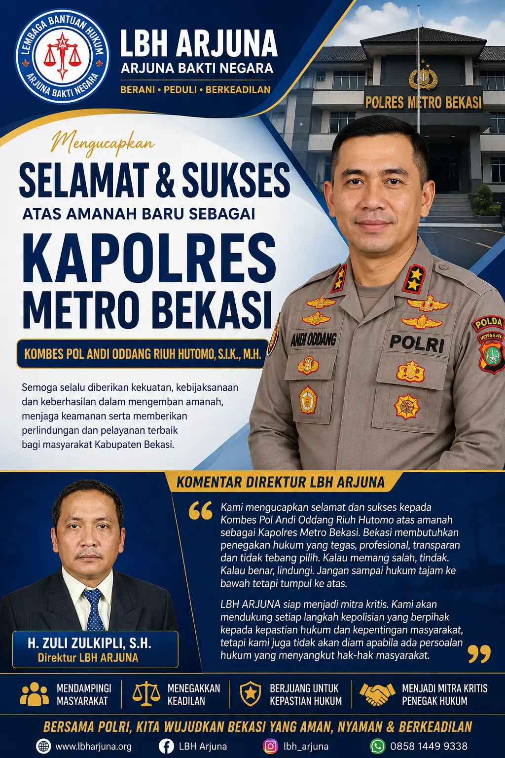 Andi Oddang Kembali ke Bekasi, Tantangan Besar Menanti Kapolres Metro Bekasi Yang Baru