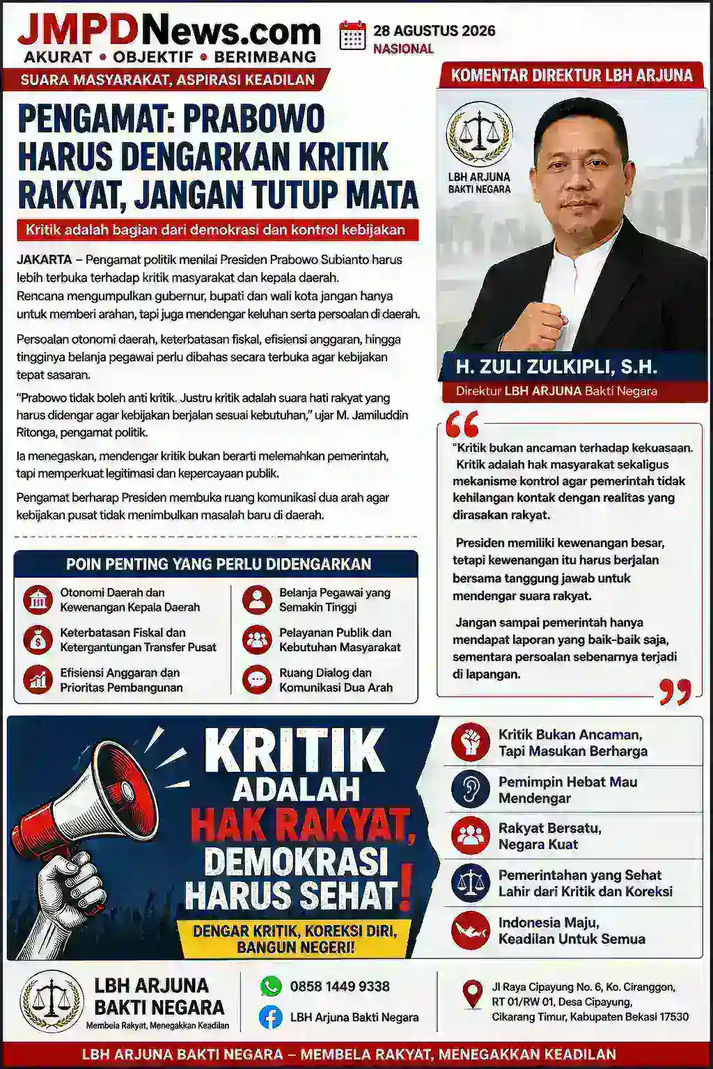 Pengamat: Prabowo Harus Mau Mendengar, Kritik Jangan Dianggap Ancaman