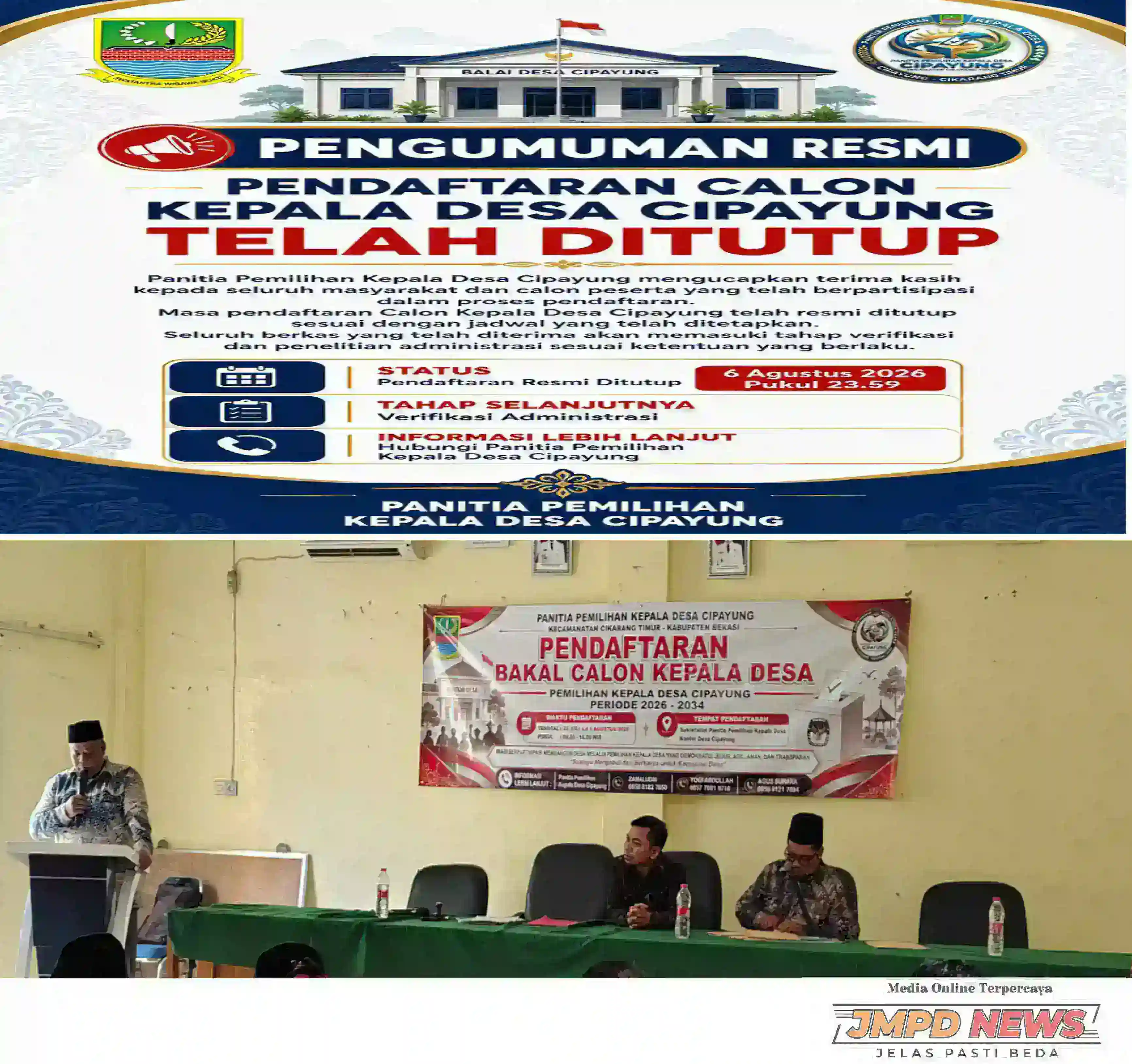 Pendaftaran Bakal Calon Kepala Desa Cipayung Resmi Ditutup, Tiga Bakal Calon Lolos Tahap Pendaftaran