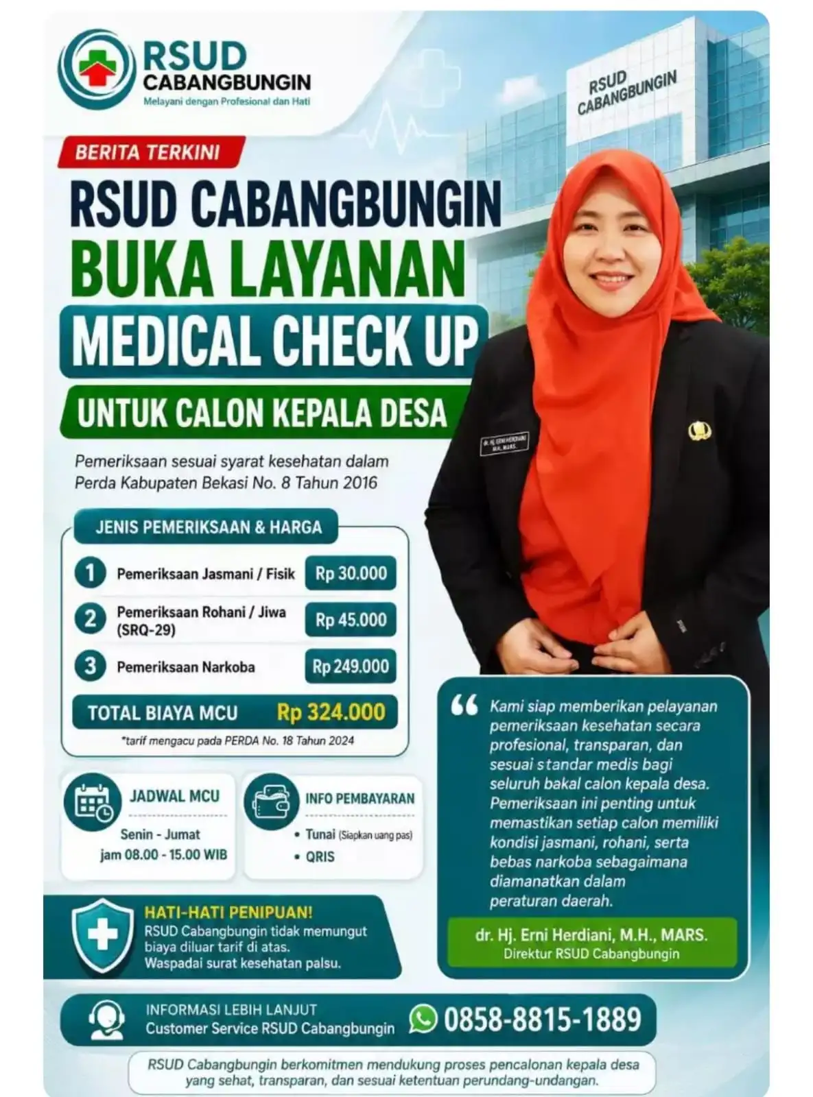 RSUD Cabangbungin Buka Layanan MCU untuk Bakal Calon Kepala Desa, Biaya Rp324 Ribu