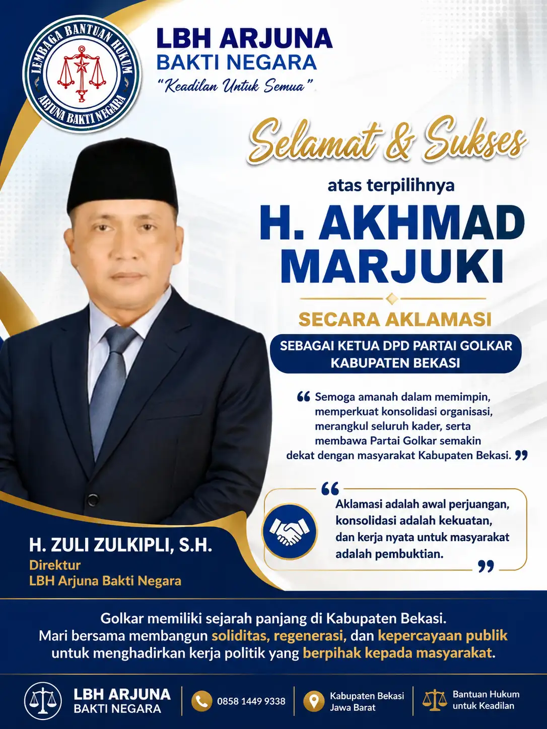 H. Akhmad Marjuki Menang Aklamasi, Golkar Kabupaten Bekasi Tegaskan Konsolidasi Organisasi