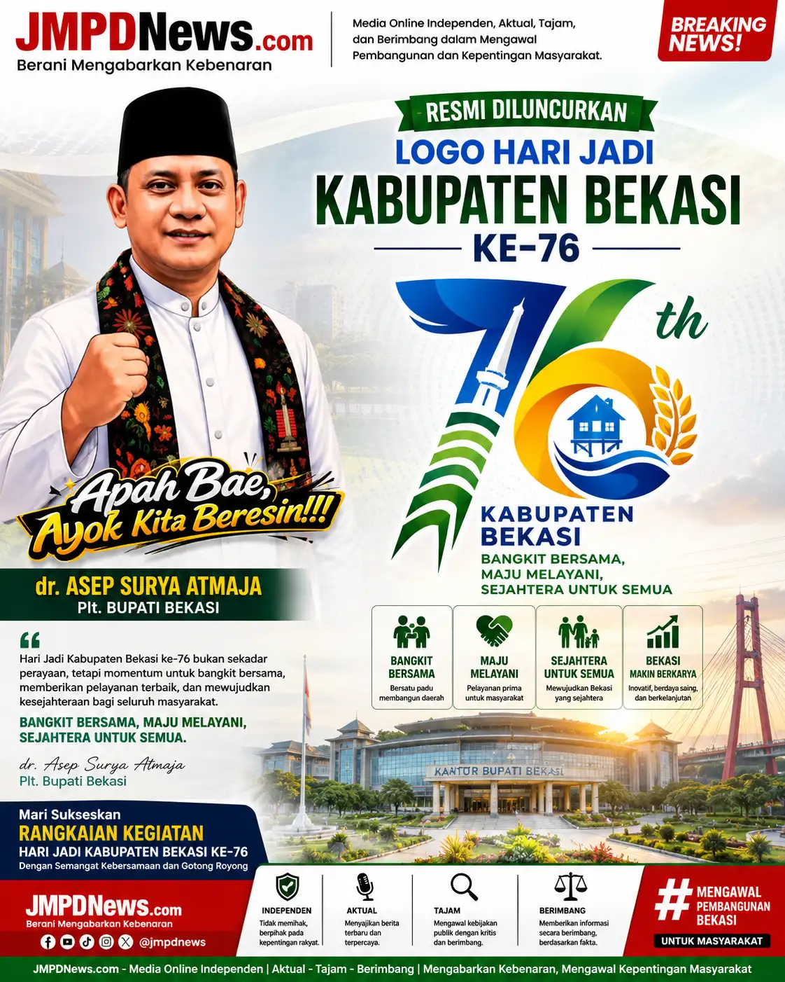 Logo Hari Jadi Kabupaten Bekasi ke-76 Diluncurkan: Menyatukan Semangat, Menguatkan Harapan Menuju Bekasi yang Bangkit, Maju dan Sejahtera