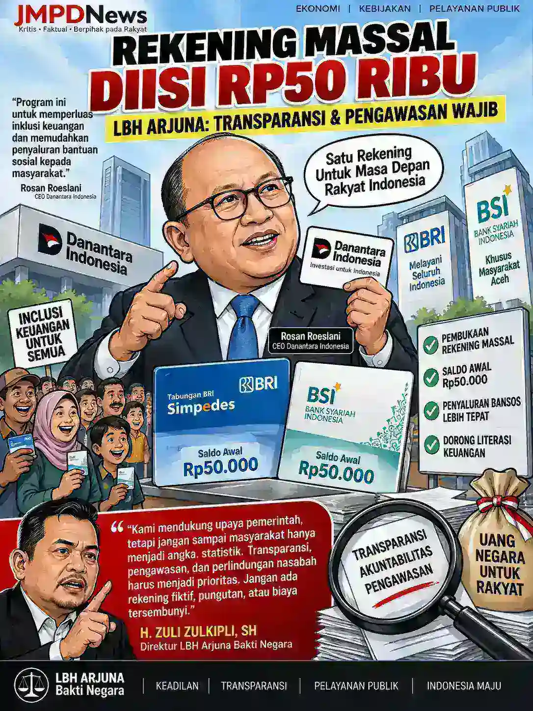 “Rekening Massal Diisi Rp50 Ribu, LBH Arjuna: Jangan Sampai Program Baik Justru Jadi Beban Negara”