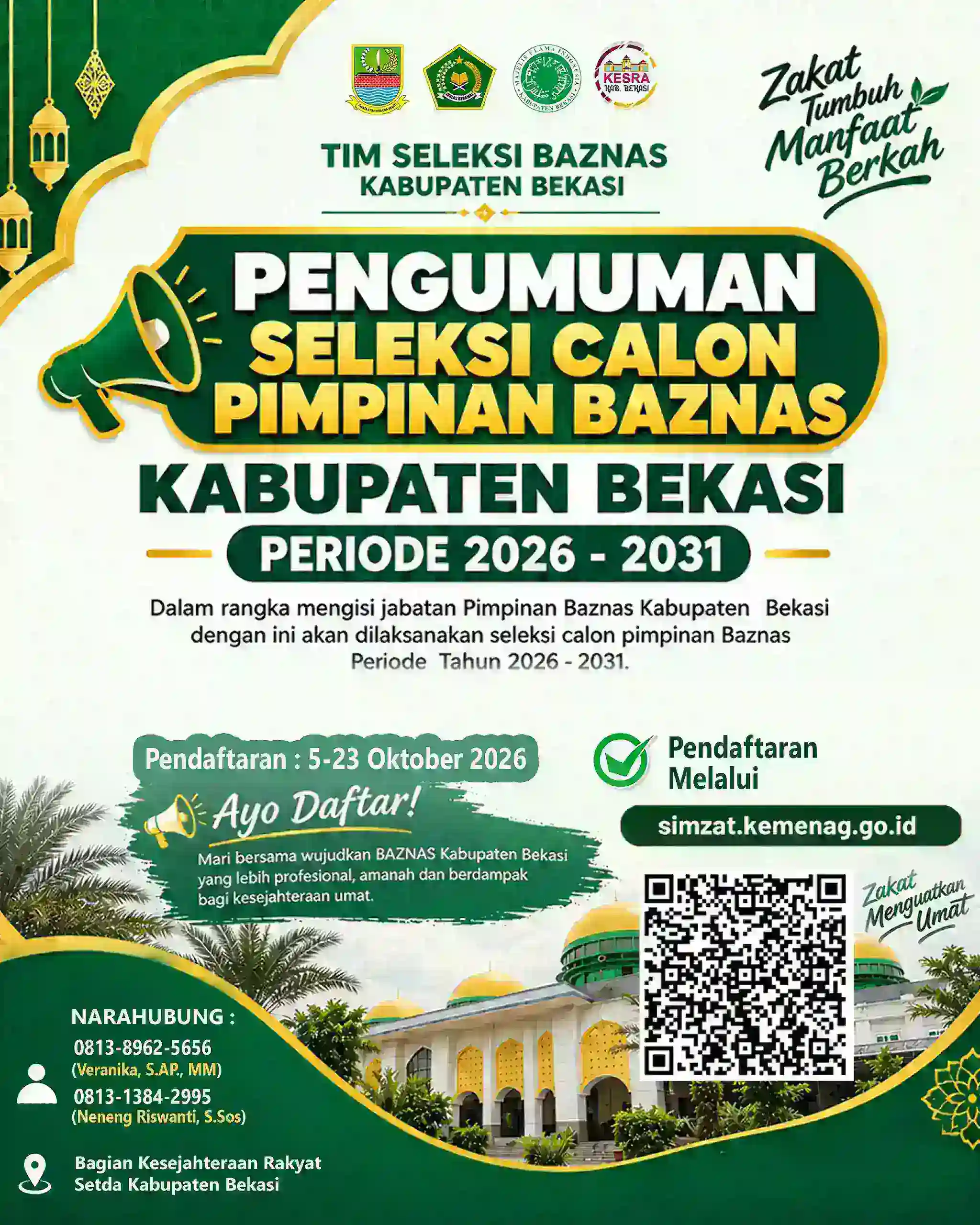 Seleksi Pimpinan BAZNAS Kabupaten Bekasi Periode 2026–2031 Dibuka, Pendaftaran Berlangsung hingga 23 Oktober