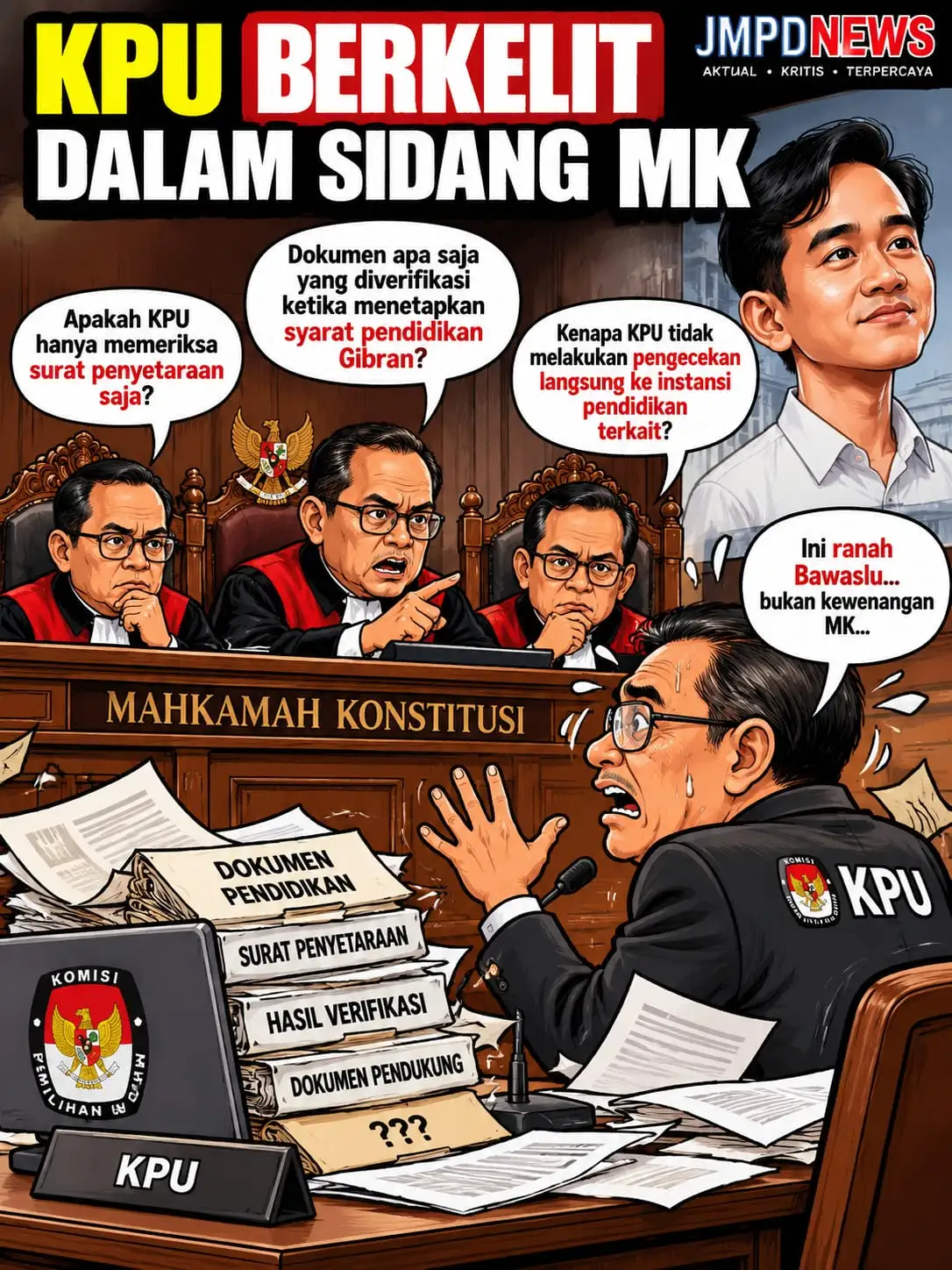 KPU Berlindung di Balik Soal Kewenangan, Hakim MK Bongkar Proses Verifikasi Gibran