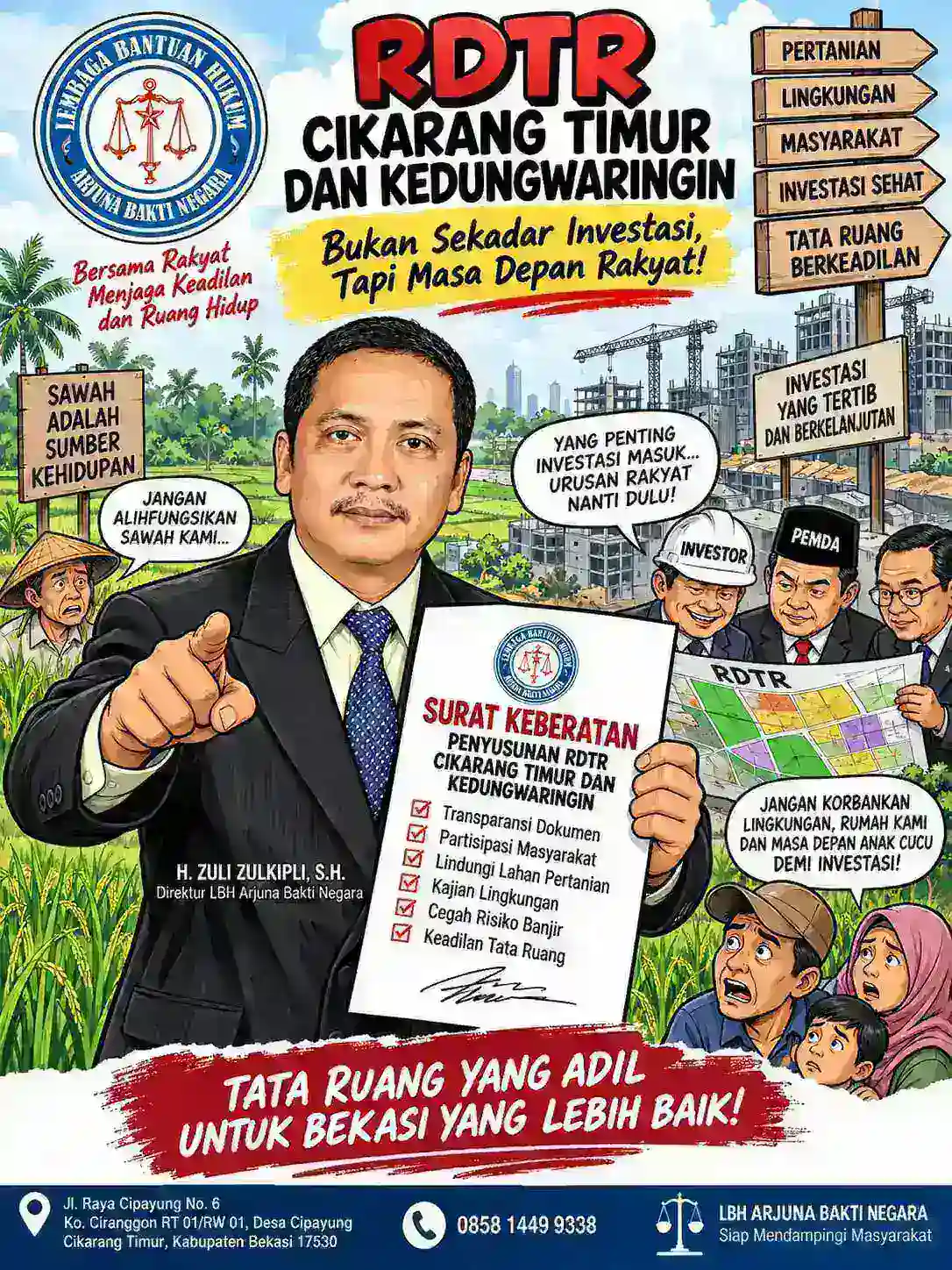 RDTR Cikarang Timur–Kedungwaringin Dikebut, LBH Arjuna: Jangan Jadikan Tata Ruang Sekadar Karpet Merah Investasi